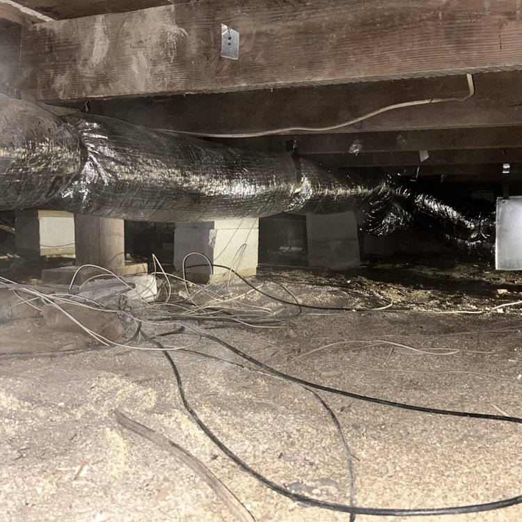 Flex ductwork and insulation replacement in home crawl space