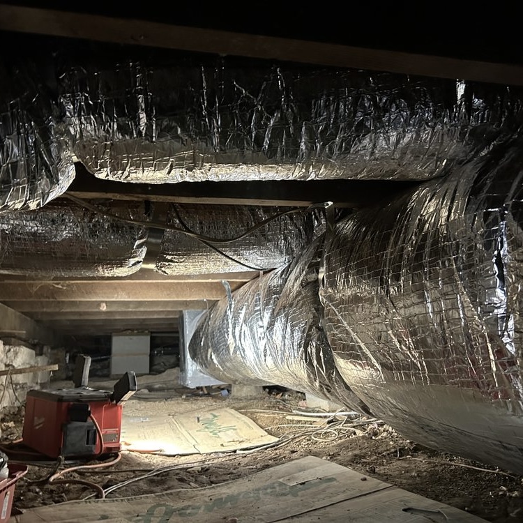 Foil-insulated ductwork replacement in home crawl space