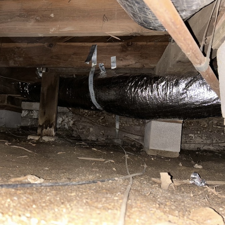 Flex duct replacement in home crawl space in Rancho Cordova